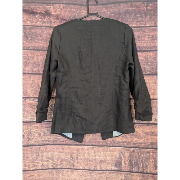Gibson Size S Womens Black Scrunched Sleeve One Button LINEN blazer - Picture 2 of 7